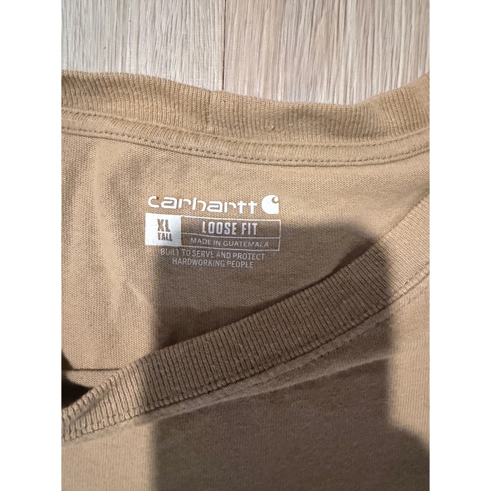 Carhartt Mens Loose Fit Heavyweight Pocket T-Shirt Tan Khaki XL Tall K87 - Picture 3 of 4